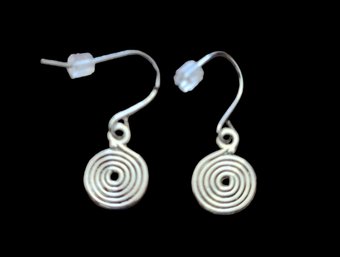 Silver Tone Spiral Earrings