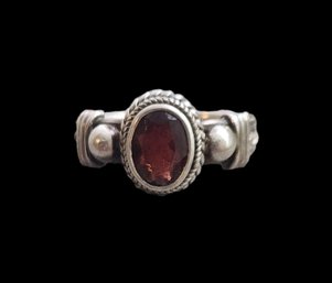 Vintage Sterling Silver Ruby Color Stone Ring,  Stamped 925