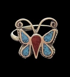 Adorable Native American Sterling Silver Butterfly Ring