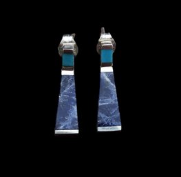 Vintage Sterling Silver Sodalite Earrings From Thailand