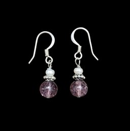 Lovely Purple With Silver Tone Earrings