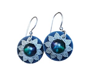 Vintage Greenish/blue Sterling Silver Earrings