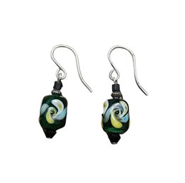 Multi Colored Green Glass Earrings