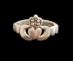 Vintage Sterling Silver Calddagh Ring, Stamped 925