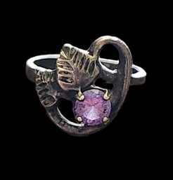 Beautiful Vintage Sterling Silver Amethyst Color Ring