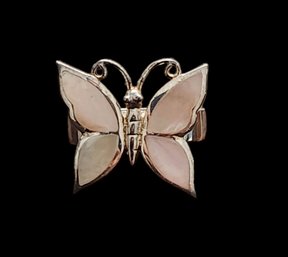 Sterling Silver Abalone Butterfly Ring