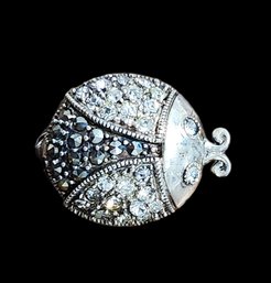 Vintage Sterling Silver Marcasite Ladybug Brooch