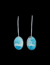 Vintage Sterling Silver And Blue Earrings