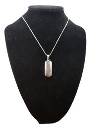 Sterling Silver Chain  With A Sterling Silver Opal Color Pendant
