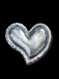 Vintage Sterling Silver Heart Brooch With Natural Patina