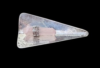 Vintage Sterling Silver Brooch With Pink Crystal