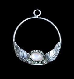 Vintage Sterling Silver Pink Opal Color Pendant