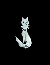 Vintage Sterling Silver Cat Brooch