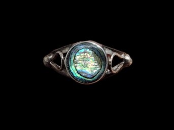 Vintage Sterling Silver Abalone Ring, Size 6, Tested