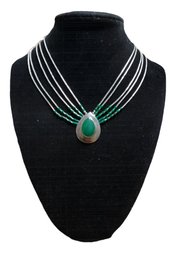 Gorgeous Vintage Sterling Silver Malachite Necklace