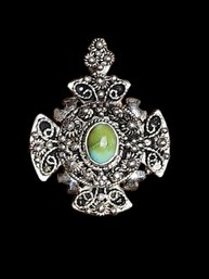 Gorgeous Ornate 935 Silver Pendant From Jerusalem