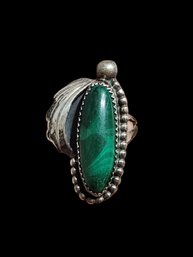 Vintage Sterling Silver Native American Green Malachite Ring