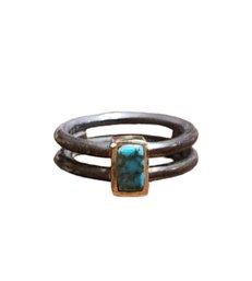 Vintage Southwestern Style Sterling Silver Ring With Natural Patina