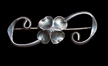 Vintage Sterling Silver Flower Brooch