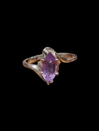 Sterling Silver Amethyst Color Ring, Size 8, Stamped 925