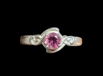 Vintage Sterling Silver Pink Stone Color Ring