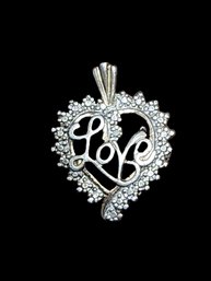 Vintage Sterling Silver Marcasite Love Pendant, Tested