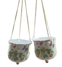 Pair Of Vintage Hanging Cachepots For Plants