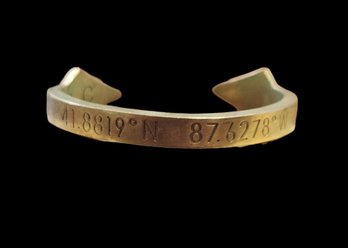 Solid Brass Engraved Cuff Bracelet, Small Size