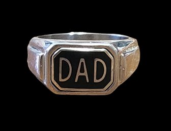 Large Silver Tone 'dad' Ring