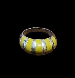 Large Yellow And Silver Tone Ring With Natural Wear