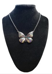 Large Butterfly Pendant On A Dark Silver Chain