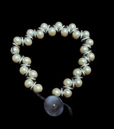 Faux Cream Color Pearl And White Stones Bracelet