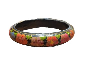 Vintage Black With Flowers Bangle Bracelet