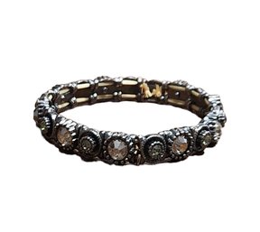 Dark Silver Tone And Sparkly Stones Bracelet