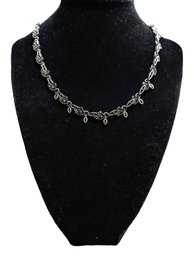 Dark Silver Tone With Sparkly Stones Necklace