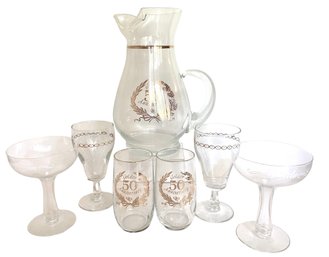 Vintage '50th Anniversary' Glass Lot