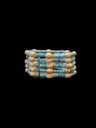 Turquoise And Speckled Cream Expandable Bracelet