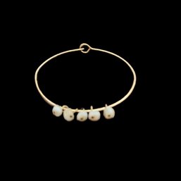 Thin Gold Tone Bracelet With 5 Dangling Beads