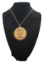 Gold Tone Chain With A New Zealand Dollar Style Pendant