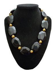 Large Black And Gold Tone Necklace