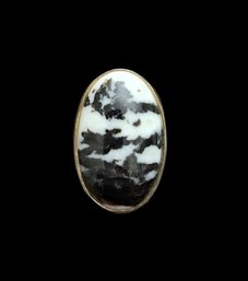 Large Black And White Sterling Silver Ring, Size 7.5