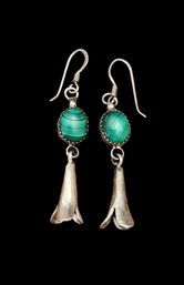 Native American Sterling Silver And Green Earrings