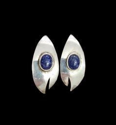 Sterling Silver Earrings With Lapis Stones