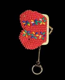 Vintage Red Beaded Coin Purse