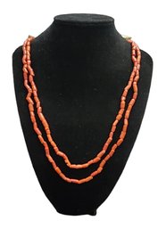 Vintage Native American Coral Colored Glass Beaded Necklace