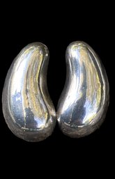 Vintage Sterling Silver Puffy Tear Drop Shaped Earrings