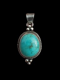 Vintage Sterling Silver And Green Pendant