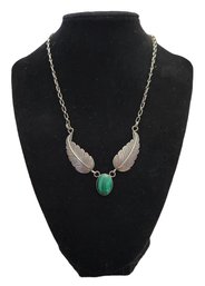 Vintage Sterling Silver And Malachite Necklace