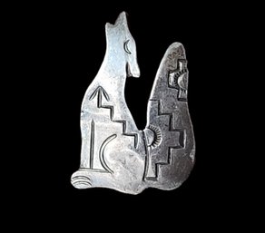 Vintage Sterling Silver Howling Wolf Brooch