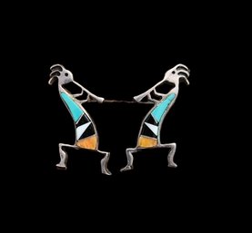 Vintage Sterling Silver Kokopelli Earrings